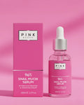 Pink Beauty 96% Snail mucin serum bottle and packaging on a pink background